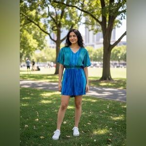 Caliché Collection Blue and Purple Romper